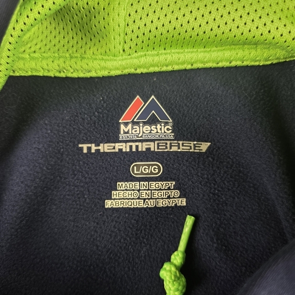 Seattle Seahawks NFL Hoodie Mens Large Blue Majestic Therma Base - Picture 6 of 6